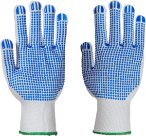 (A113) Polka Dot Plus Glove - Blue on White