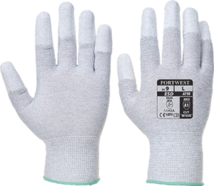 (A198) Antistatic PU Fingertip Glove - Grey/White