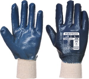 (A300) Navy Nitrile Knitwrist Glove