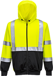 (B315) Hi-Vis Two-Tone Zipped Hoodie - Yellow/Black