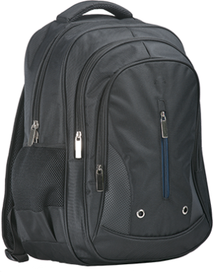 (B916) Black Triple Pocket Backpack
