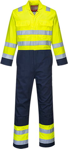 (BIZ7) Hi-Vis Anti-Static Bizflame Pro Coverall - Yellow/Navy