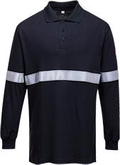 (FR03) Flame Resistant Anti-Static Long Sleeve Polo Shirt with Reflective Tape