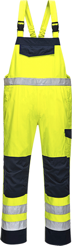 (MV27) Hi-Vis Modaflame Bib and Brace - Yellow/Navy