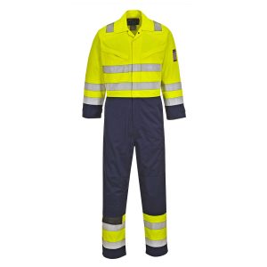 (MV28) Hi-Vis Modaflame Coverall - Yellow/Navy