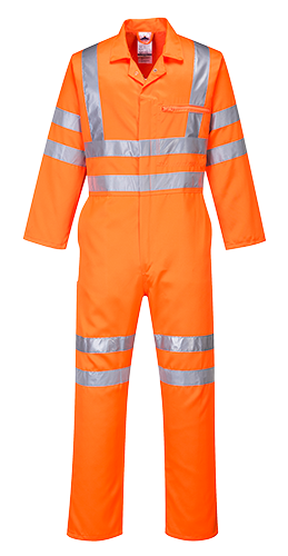 (RT42) Orange Hi-Vis Poly Cotton Coverall RIS