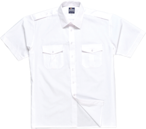 (S101) White Pilot Shirt Short Sleeves