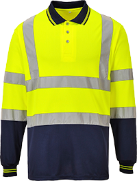 (S279) Two-Tone Long Sleeved Polo Shirt
