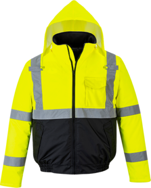(S363) Hi-Vis Two-Tone Bomber Jacket - Yellow/Black