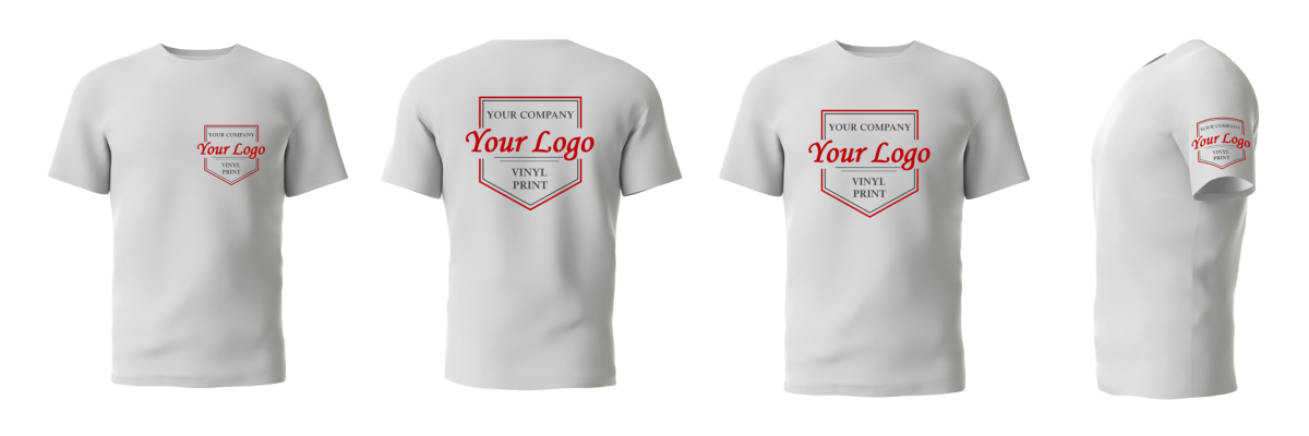 custom logo options, tshirt logo, top logo, vinyl print, embroidery, branded logo 