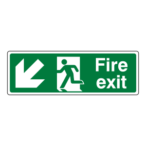 Fire Exit Arrow Down Left Sign