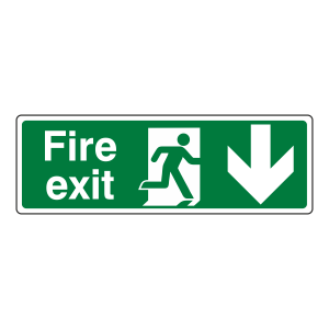 Fire Exit Arrow Down Sign