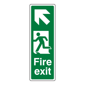 Fire Exit Arrow Up Left Sign (Portrait)