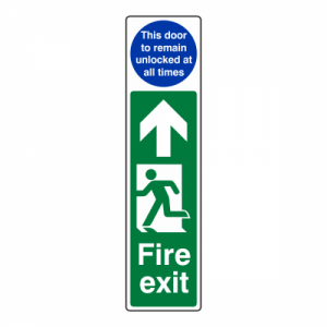 Fire Exit Door Plate Man Left - This Door To Remain Unlocked At All Times