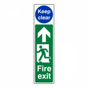 Fire Exit Door Plate Man Left - Keep Clear Sign