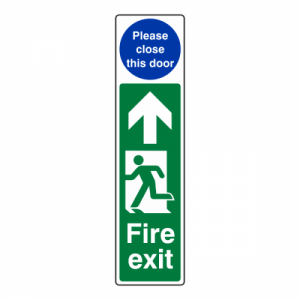 Fire Exit Door Plate Man Left - Please Close This Door Sign