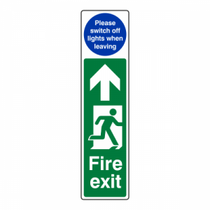 Fire Exit Door Plate Man Right - Please Switch Off Lights Sign