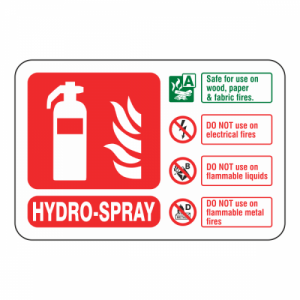 Hydro-Spray Extinguisher ID Sign (Landscape)