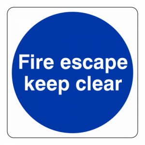 Fire Escape Keep Clear Sign (Square)