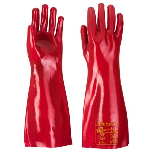 (A445) XL Red PVC Gauntlet Glove